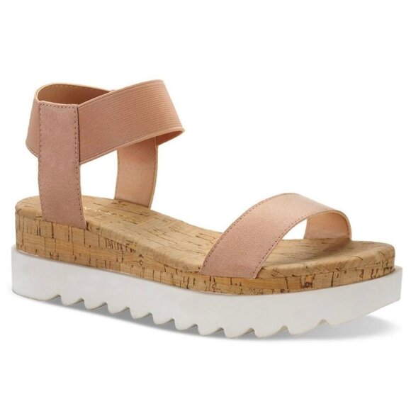 SUN STONE Shoes - SUN STONE MELANYY Women's Ankle Strap Wedge Flatform Sandals Vintage Rose